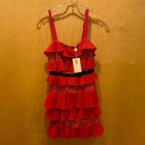 Red ruffled For Love and Lemons dress, S